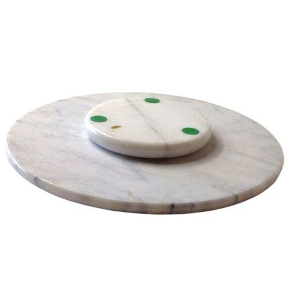 Marble Lazy Susan Table Centre Piece White with Grey Streaks - Picture 3 of 5